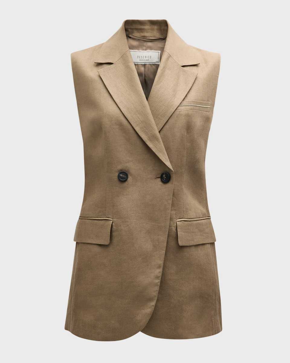 Double-Breasted Linen Vest